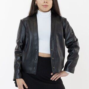 Los Angeles Apparel Leather Collarless Blazer L